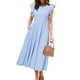 thumbnail image 1 of Vestido Simplee para mujer, a rayas, midi, azul veraniego, talla S, 1 of 6