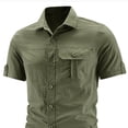 thumbnail image 4 of Daiosportswear Cargo Shirts for Men Button Down Short Sleeve Shirt Slim Fit Casual Summer Blouse Outdoor Hiking Work Tops with Pocket Army Green XXXXL(XXXXL), 4 of 4