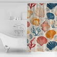 thumbnail image 4 of 72x78 Inch Shower Curtain Beach Coastal Bathroom Decor Waterproof Fabric Bathtub Bath Curtains Decorative Summer Nautical Shell Starfish Coral Extra Long Shower Curtain Set with Hooks, 4 of 6