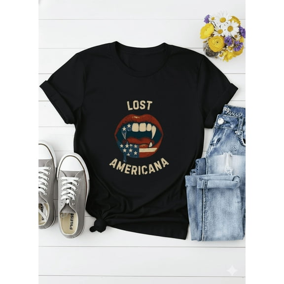 Lost Americana Red Lips Pop Art Unisex T-Shirt Retro Bold Expression up to size 5XL