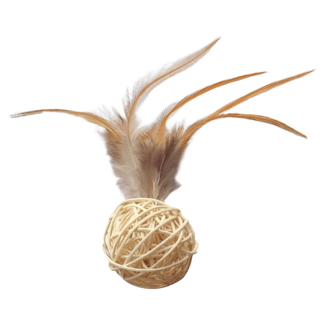 Cat Toys for Indoor Cats Cats Toy Ball with Natural Feather Cats Toys for Indoor Cats Cats Sound Ball Toy Interactive Cats Chew Toys for Cats Kittens Interactive Cat Toy