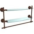 thumbnail image 3 of Retro Dot Collection Two Tiered Glass Shelf with Integrated Towel Bar - Matte Black / 18 Inch, 3 of 7