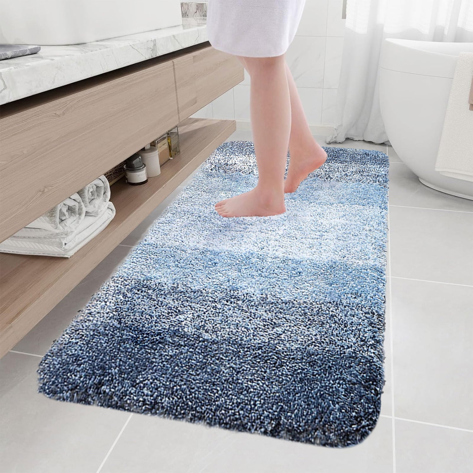Under $5! InsCrazy Bathroom Rugs Bedroom Mat Flocking Carpet Plushes Rug Bathroom Absorbent Non-Slip Mats Kitchen Foot Mats Machine Wash Bathroom Rugs for Bedroom Bath Tub 20" x 30"
