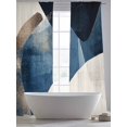 thumbnail image 5 of Abstract Geometric Sheer Curtains 84 Inch Long 2 Panels, Blue Gold Black Dynamic Texture Light Filtering Rod Pocket Curtains, Sheer Voile Drapes for Living Room Bedroom, 52"x84", 5 of 8