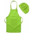 thumbnail image 3 of YONGHS Kids Boys Girls Chef Apron Hat Set Kitchen Bib Aprons Cooking Baking Training Painting Outfits Green L, 3 of 7