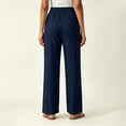 thumbnail image 3 of Aofany Womens Pull on Pants Elastic Waist Solid Color Slacks Casual Straight-Leg Trouser with Pockets, 3 of 5