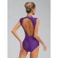 thumbnail image 6 of inhzoy Women Ballet Leotard with Rhinestones Sleeveless Gymnastics Bodysuit Backless Ballet Dance Purple XXL, 6 of 6