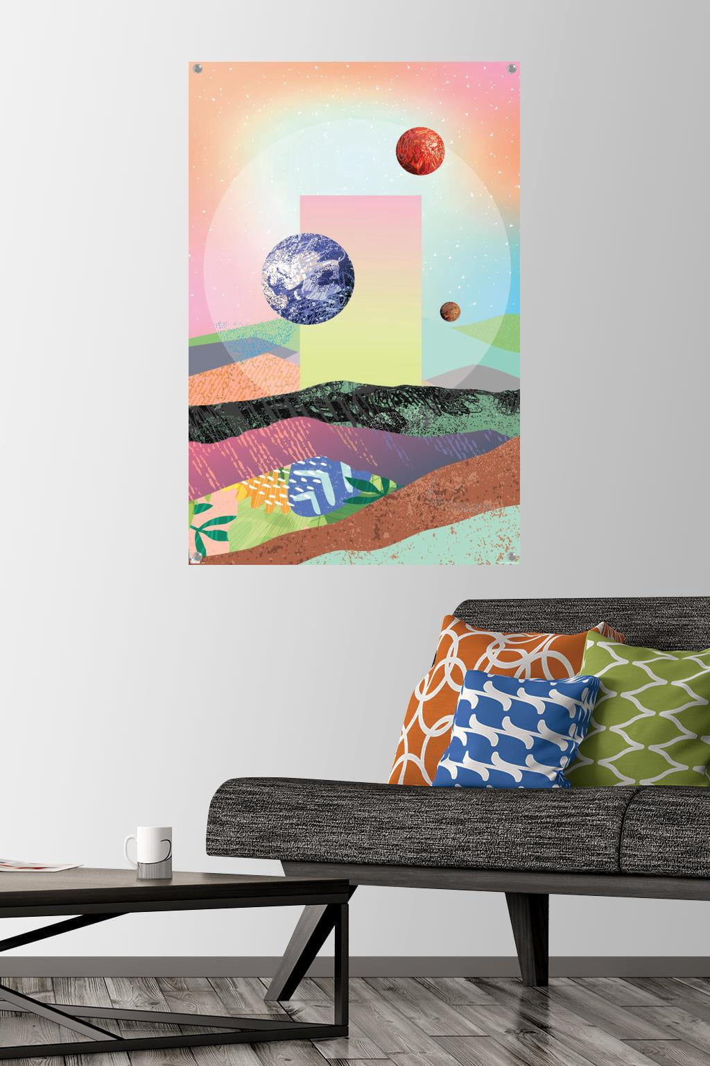 Abstract Space Wall Poster with Pushpins, 22.375" x 34"