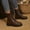 #169-Brown, variant on Wowcloth Women's Mid-Heel Ankle Boots – Comfortable Round Toe Lace-Up Casual Slip-On Shoes for Everyday Wear & Outdoor Activities
