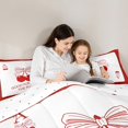 thumbnail image 5 of Manfei Cartoon Cute Cherry Bedding Comforter Set, Initial A Letter Twin Comforter Sets, Red Bowknot Ribbon Reversible Bedding Set, Ultra Soft Home Decor, 2pcs, 5 of 8