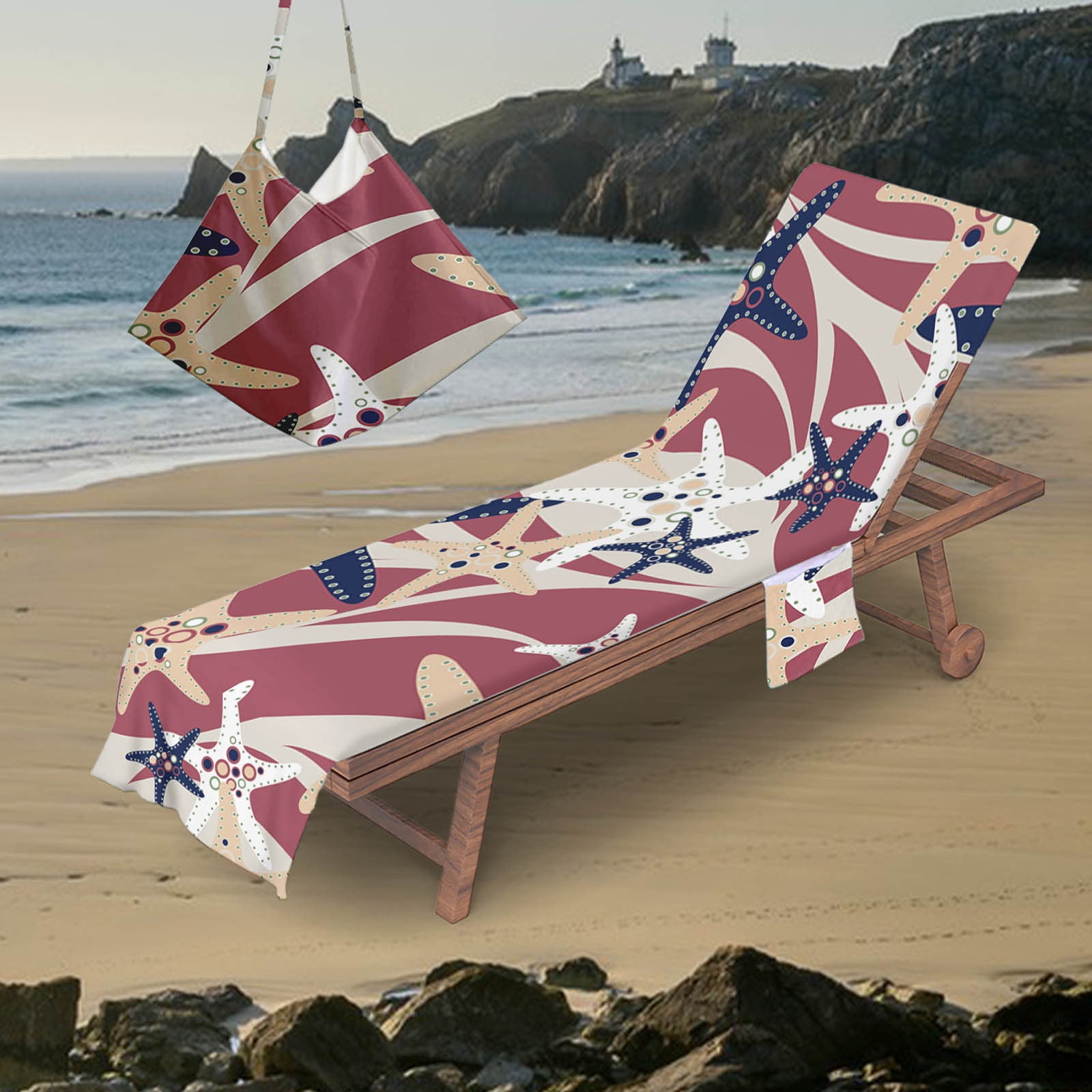 Sentmoon Lounge Chair Towel Cover Beach Chair Towel with Side Pockets, Microfiber Cover for Lounge Chairs, Perfect for Beach, Pool, and Outdoor Relaxation