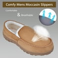 NCCB Mens Slippers House Shoes with Memory Foam Moccasin Slipper Beige
