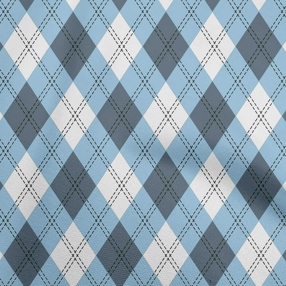oneOone Cotton Flex Teal Blue Fabric Check Diy Clothing Quilting Fabric Print Fabric By Yard 40 Inch Wide