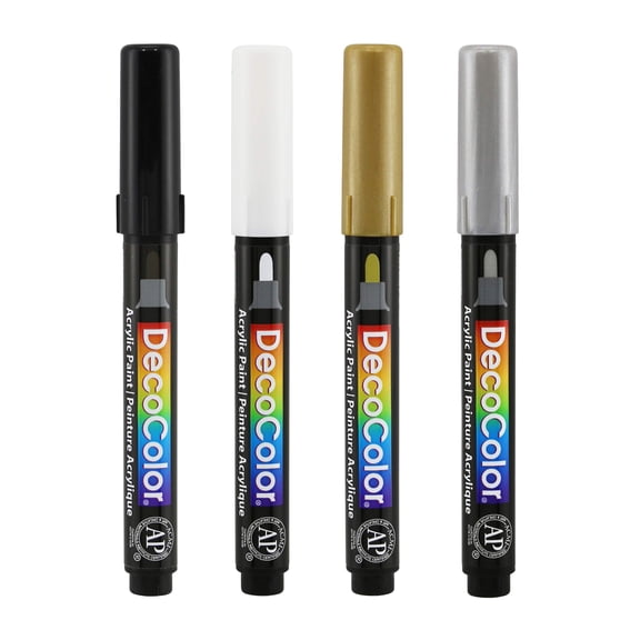 Marvy Uchida® DecoColor® Acrylic Paint Markers, Fine Point, Classic Colors, Set of 4