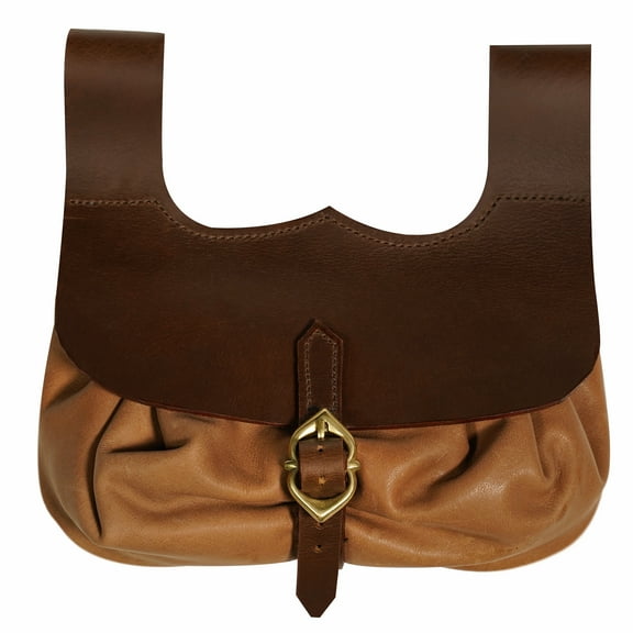 Mythrojan Medieval Leather Belt Pouch Renaissance Waist Bag for Adults – Brown Vintage Cosplay Costume Accessory