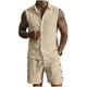 thumbnail image 2 of Ceisia Men's Loose Fit Linen 2-Piece Set Sleeveless Button-Down Shirt with Elastic Waist Drawstring Shorts Gifts, 2 of 7