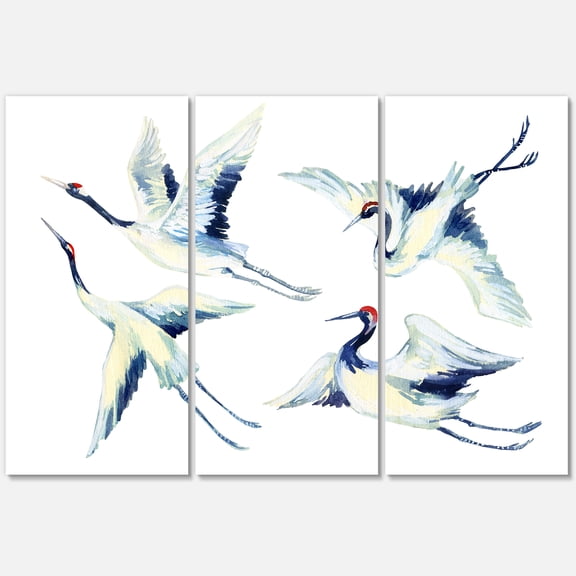 Designart ' Asian Crane Bird Impression II ' Traditional Canvas Wall Art Print
