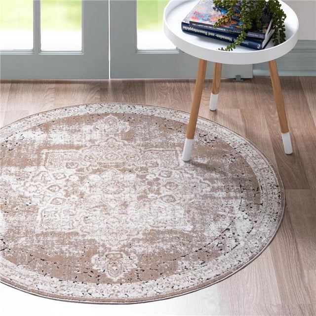 Unique Loom 3146810 4 x 4 ft. Chateau Roosevelt Round Rug, Light Brown
