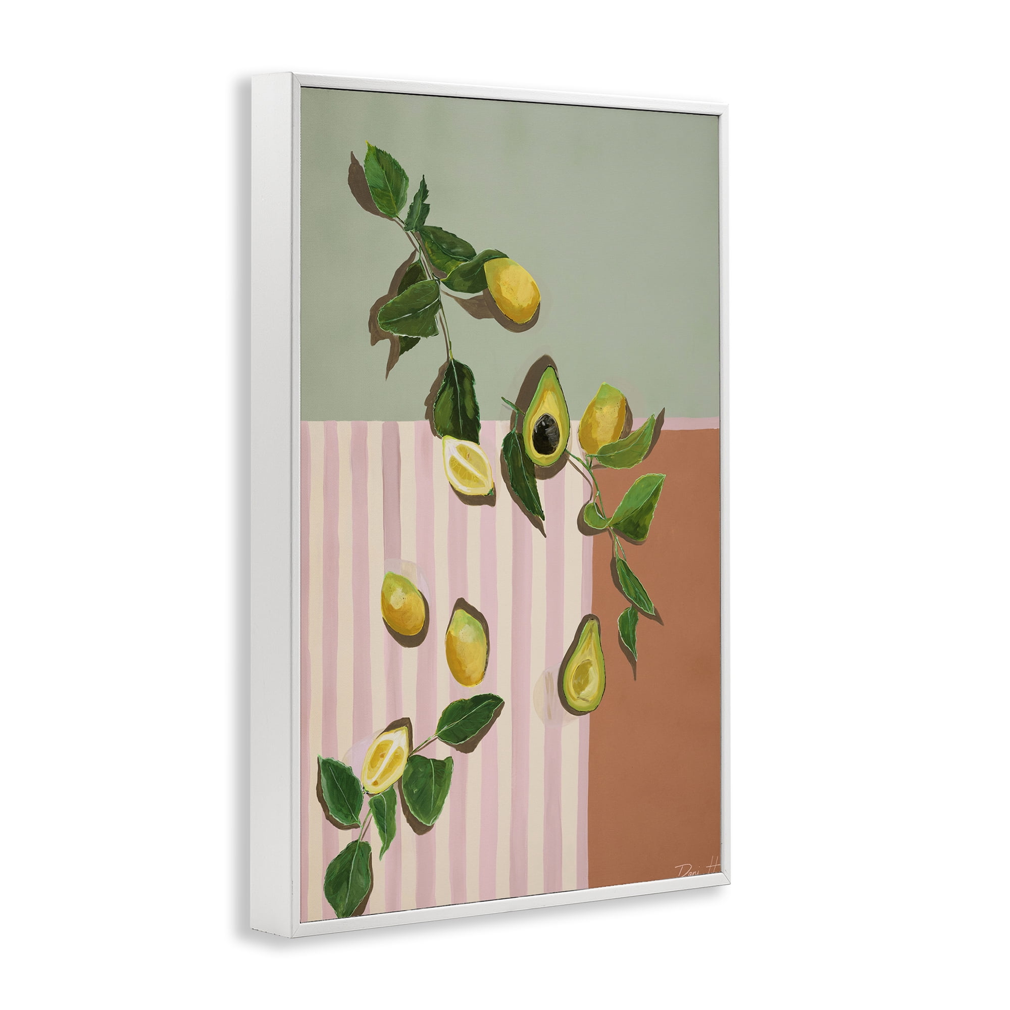 Stupell Industries Midcentury Avocado & Lemons White Framed Giclee Art, design by Dani Heyward