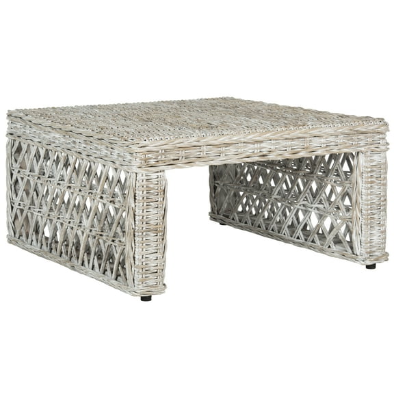 SAFAVIEH Shila Nautical Wicker Coffee Table, White Wash