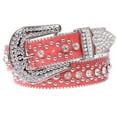 thumbnail image 2 of Women's Western Cowgirl Alligator Rhinestone Studded Leather Belt, 2 of 4