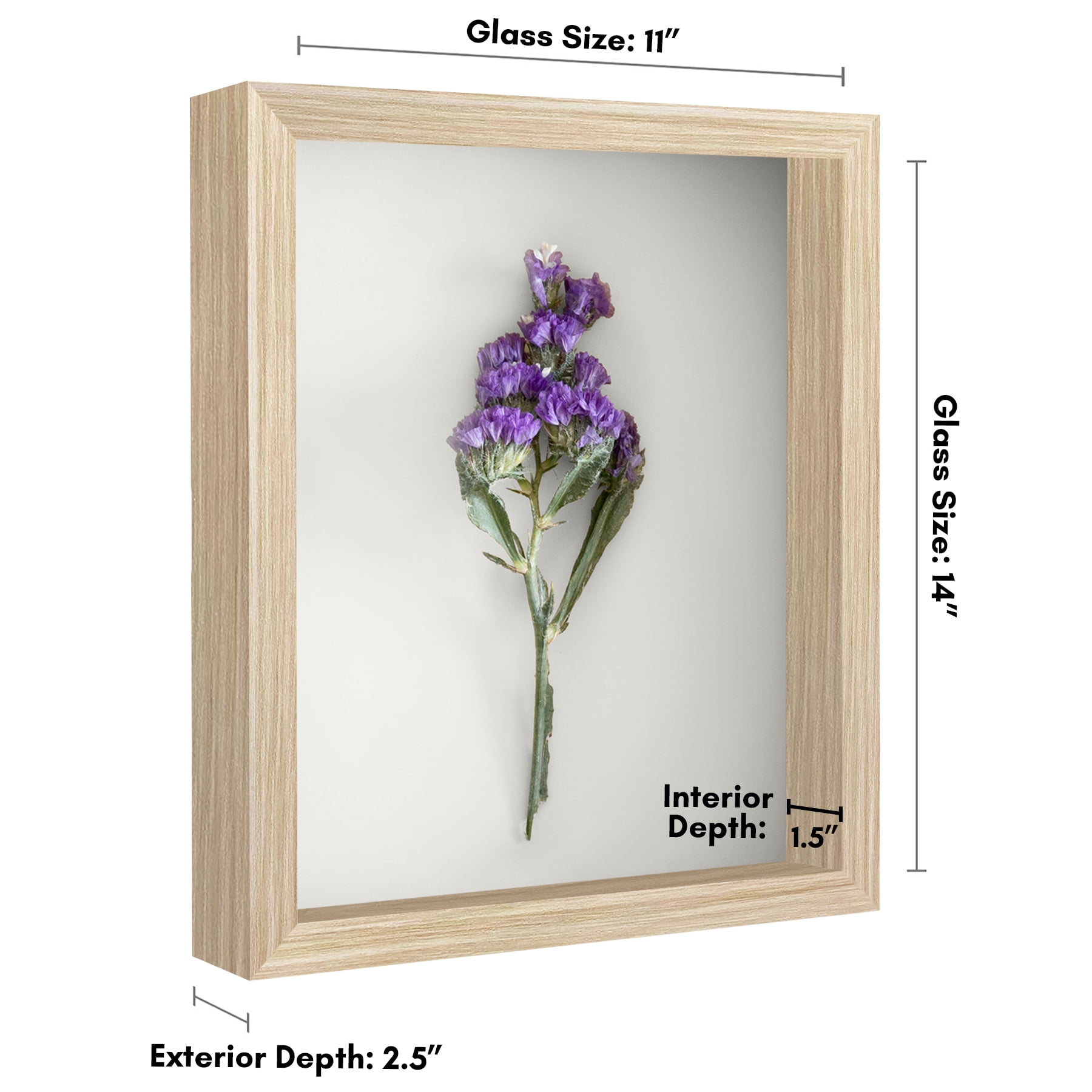 Americanflat 11x14 Shadow Box Frame with Shatter-Resistant Glass Silhouette - Dark Oak with Soft Felt Back