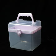 Multipurpose Plastic Craft Storage Containers with Removable Tray, Clear Plastic Storage Box with Lid & Handle, Easy Carry & Stack Small Storage Container, 1 Pcs, 6.29x5.51