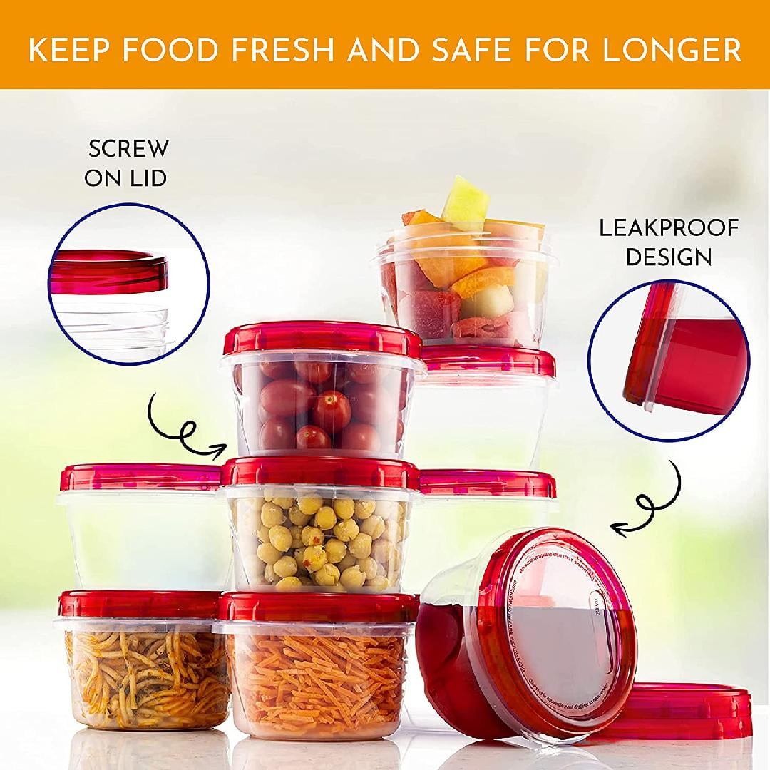 16oz Leak Proof Reusable Food Storage Plastic Container with Twist Top Lid  15pc