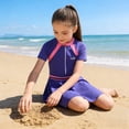 thumbnail image 6 of Girls One Piece Swimsuit Skirted Kids Bathing Suits Zipper Short Sleeves Swimwear Girls Swim Dress, 6 of 7
