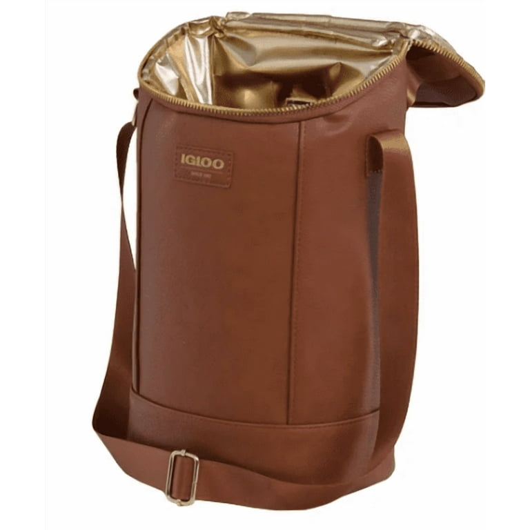 Igloo Luxe Beverage Tote Cooler Bag, Vegan Leather, Fits Two Wine
