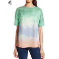 thumbnail image 3 of PULLIMORE Womens Tie Dye Gradient Short Sleeve T-shirt Crew Neck Summer Top Plus Size Tee Shirts (3XL, Green), 3 of 9
