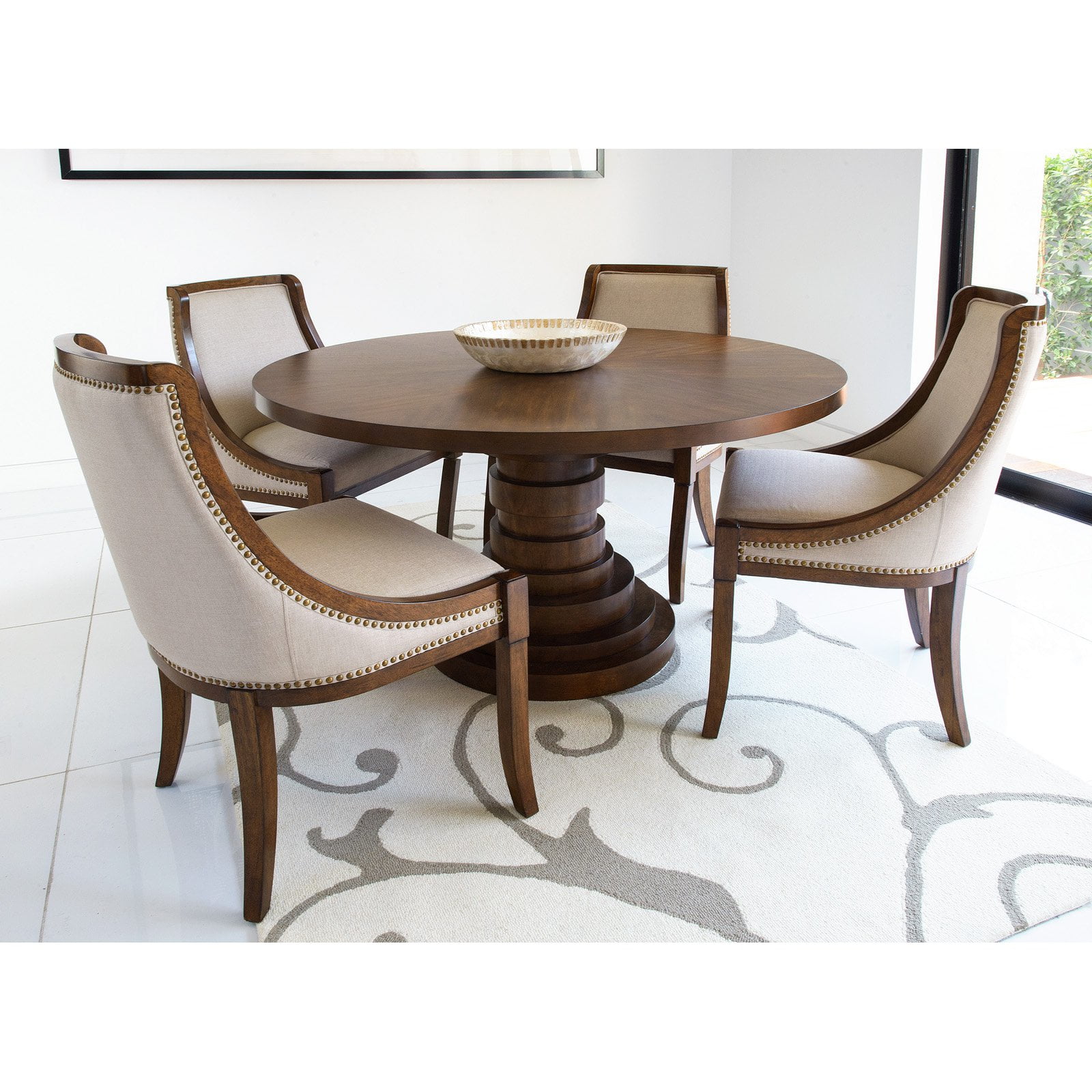 Abbyson Charleston Round Dining Table Set