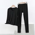 thumbnail image 4 of Conjunto de Ropa Interior Larga de Mujer Cuello en V Manga Larga Lencería Casual Ropa de Dormir Pajama Set Confort Suave, Lencería de Manga Larga para Mujeres, 4 of 6