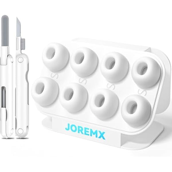 wonima44 4 Pairs Silicone Replacement Ear Tips for AirPods Pro (2019) & AirPods Pro 2 (2022) with Cleaning Pen,Noise Reduction Holewith & Built-in dust Guard Screen,USB-C (2023)(Small-White)