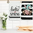 thumbnail image 5 of Easter Kitchen Towel Hello Spring Dish Towels 18 x 26 Inch White Black Stripes Easter Gnome Floral Hand Drying Tea Towel for Cooking Baking Cleaning Wipes, Set of 4, 5 of 6
