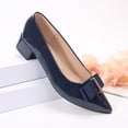 thumbnail image 6 of Rexoro Women Pointed Toe Pumps Bow Decor Slip On Low Chunky Heel Womens Shoes for Office Work Wedding Daily Wear, 6 of 7