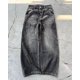 thumbnail image 3 of Nuevos pantalones oscuros góticos Punk de calle alta Y2K Harajuku Retro lavados desgastados pantalones vaqueros holgados hombres moda urbana pantalones de pierna recta, 3 of 3