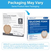 LotFancy Silicone Foam Dressing, 7x 7, 5 Ct, Bordered Waterproof Sacral Wound Dressing