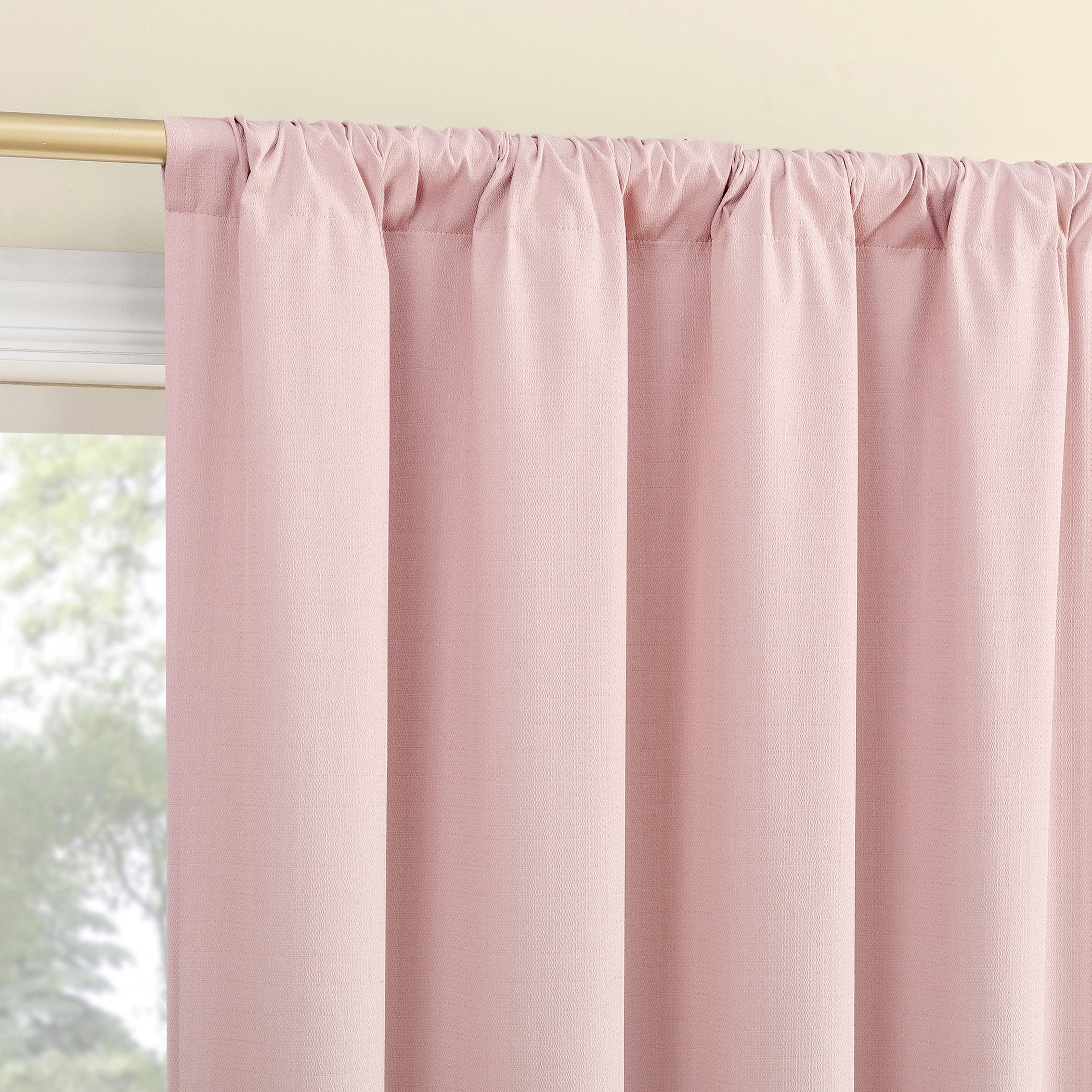 Sun Zero Karina Textured Blackout Rod Pocket Curtain Panel, 40"W x 84"L, Pink