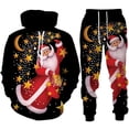 thumbnail image 1 of Christmas Santa Claus 3D Print Man Woman Hoodie + Pants 2pcs Sets New Year Holiday Party Casual Oversized Pullover Tracksuit Set, 1 of 4