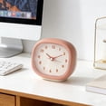 thumbnail image 4 of Linnome Small Alarm Clock for Bedroom Non Digital Table Clock Silent Timepiece for Home Office 4.5x3.9x2 Inch Pink, 4 of 6