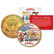PEANUTS * Americana * CHARLIE BROWN Snoopy JFK Half Dollar Coin 24K Gold Plated