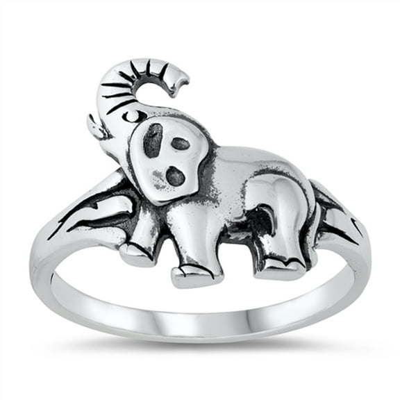 African Elephant Strength Ring .925 Sterling Silver Band Jewelry Female Male Unisex Size 5