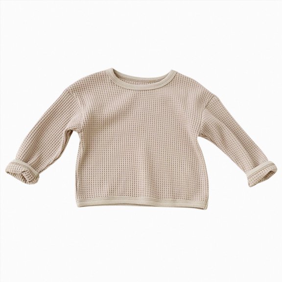 Ymyiu Toddler Boy Clothes Boys Long Sleeve Crew Neck Pullover Shirts Kids Tops Soft Warm Shirt 12-18 Months(Khaki, 12-18 Months)