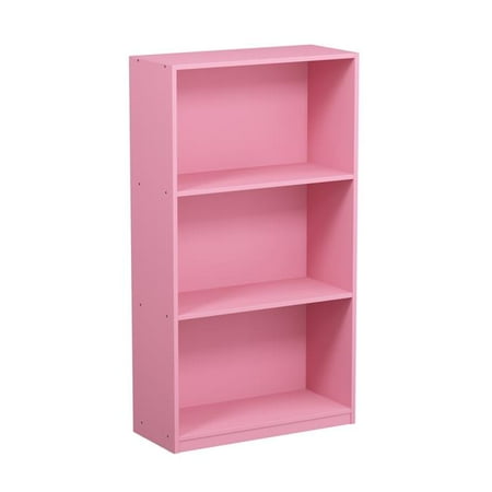 Basic 3 Tier Bookcase Storage Shelves Pink Walmart