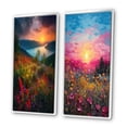 thumbnail image 3 of Designart "Magic Moonlight Blossoms under Full Moon I" Lake Framed Wall Art Set Of 2 - Lake House Pink Gallery Wall Frame Set For Home Decor, 3 of 6