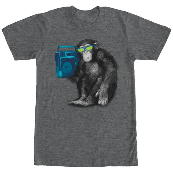 Men's Lost Gods Chimpanzee Boombox Graphic Tee Charcoal Heather Medium