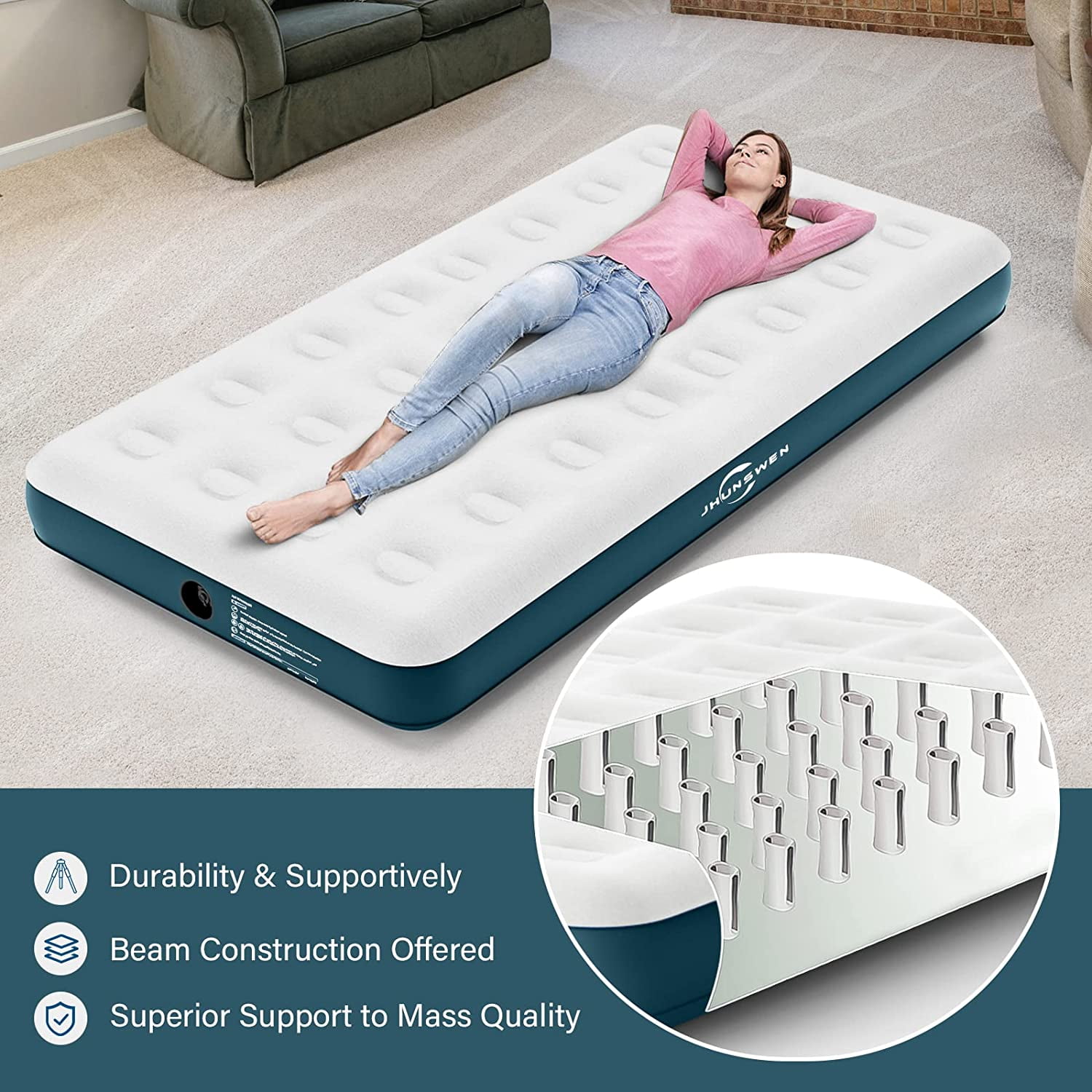 MIYUEXIN Twin Air Mattress With Fast Inflating Pump,3Mins