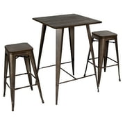 Oregon 3-Piece Industrial Pub Set in Antique and Espresso by Lumisource by LumiSource