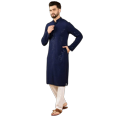 thumbnail image 1 of Mens Blue Viscose Rayon Resham Dhaga Sequence Solid Embroidered Long Straight Kurta For Men, 44, 1 of 6